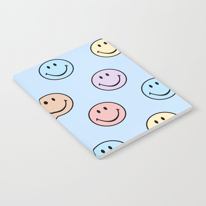 Pastel Blue Colorful Smiley Faces Notebook Gallery Image 2