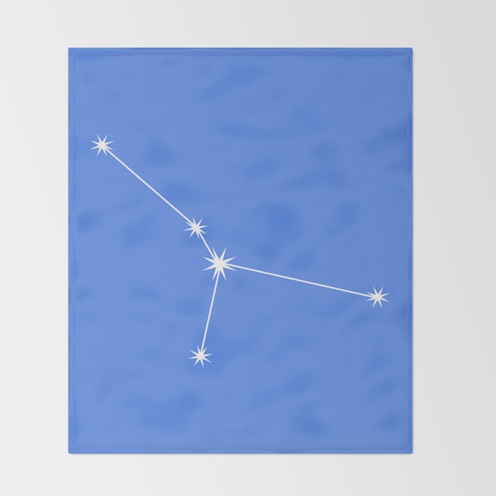 Cancer Zodiac Star Constellation Line Art Bright Blue Throw Blanket Gallery Image 2