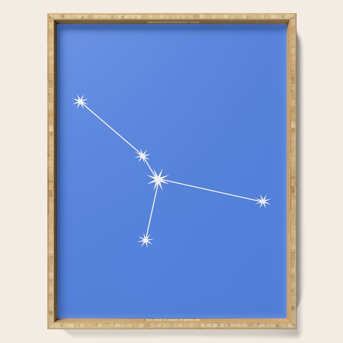 Cancer Zodiac Star Constellation Line Art Bright Blue Serving Tray Gallery Image 1