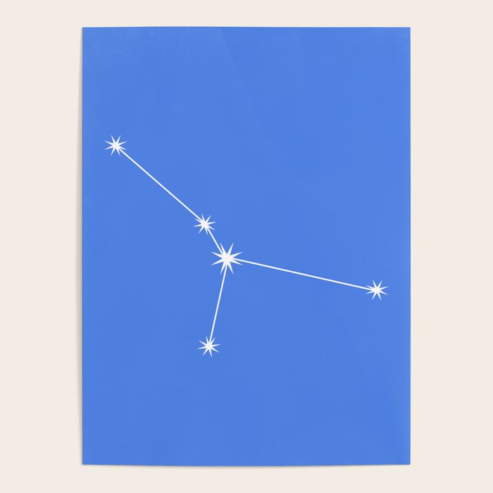 Cancer Zodiac Star Constellation Line Art Bright Blue Poster Gallery Image 4