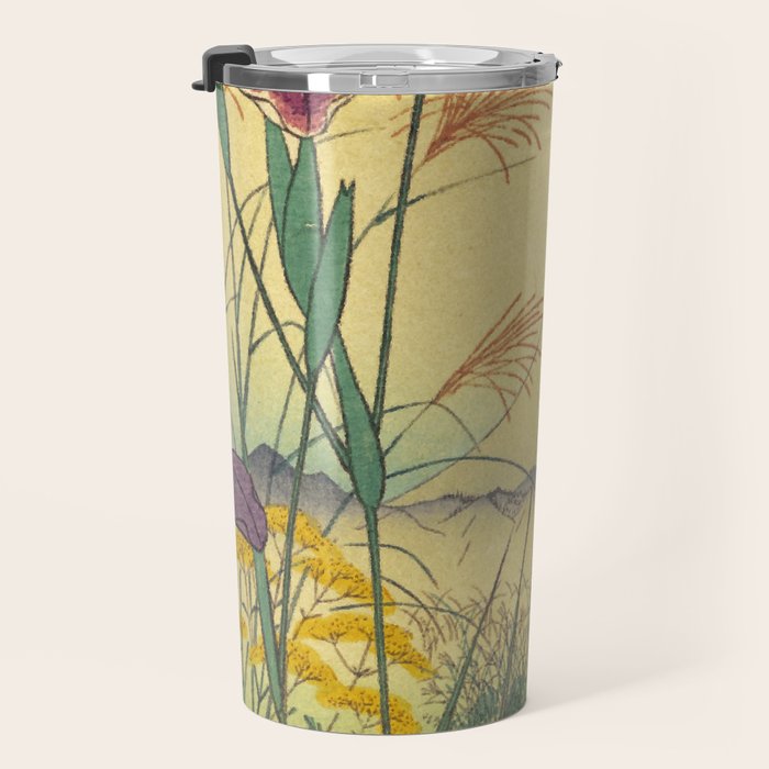 Hankjin Views - Nature Ukiyo Landscape in Green, Purple, Yellow & Orange Travel Mug Gallery Image 3