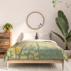 Hankjin Views - Nature Ukiyo Landscape in Green, Purple, Yellow & Orange Comforter Gallery Image 3