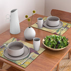 Hankjin Views - Nature Ukiyo Landscape in Green, Purple, Yellow & Orange Placemat Gallery Image 2