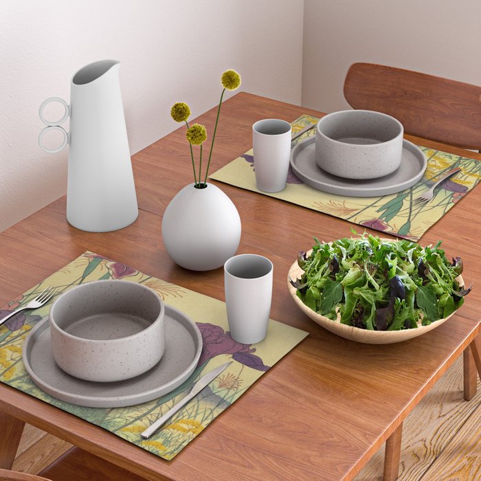 Hankjin Views - Nature Ukiyo Landscape in Green, Purple, Yellow & Orange Placemat Gallery Image 2