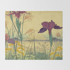 Hankjin Views - Nature Ukiyo Landscape in Green, Purple, Yellow & Orange Throw Blanket Gallery Image 2