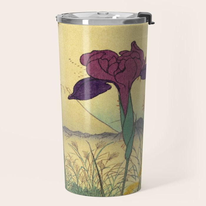 Hankjin Views - Nature Ukiyo Landscape in Green, Purple, Yellow & Orange Travel Mug Gallery Image 2