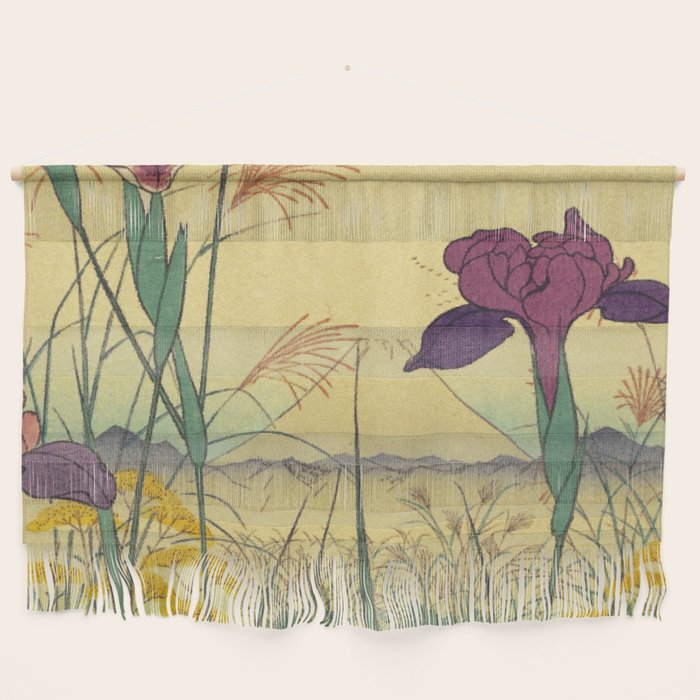Hankjin Views - Nature Ukiyo Landscape in Green, Purple, Yellow & Orange Wall Hanging