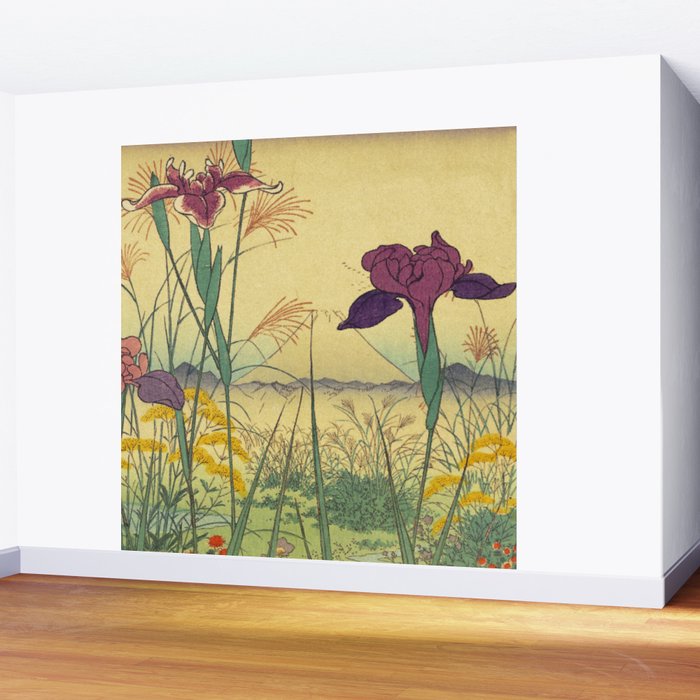 Hankjin Views - Nature Ukiyo Landscape in Green, Purple, Yellow & Orange Wall Mural Gallery Image 2