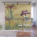 Hankjin Views - Nature Ukiyo Landscape in Green, Purple, Yellow & Orange Wall Mural Gallery Image 1