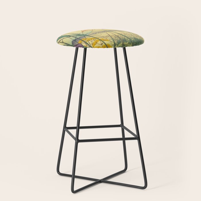 Hankjin Views - Nature Ukiyo Landscape in Green, Purple, Yellow & Orange Stool Gallery Image 1