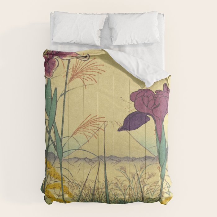 Hankjin Views - Nature Ukiyo Landscape in Green, Purple, Yellow & Orange Comforter Gallery Image 6