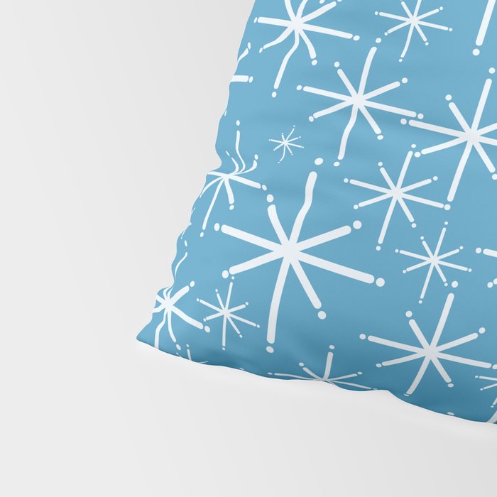 Mid Century Modern Twinkling Stars Retro Atomic Pattern in Middle Blue Pillow Sham Gallery Image 4