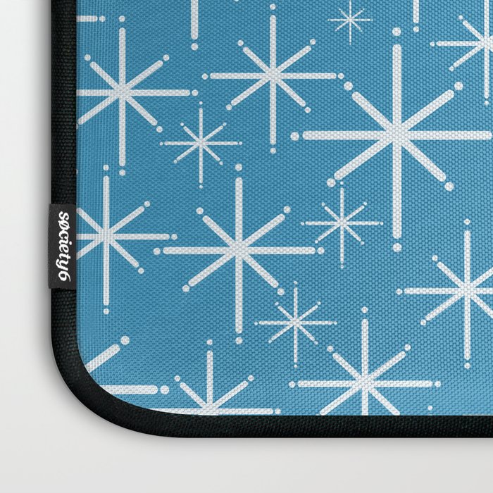 Mid Century Modern Twinkling Stars Retro Atomic Pattern in Middle Blue Laptop Sleeve Gallery Image 3