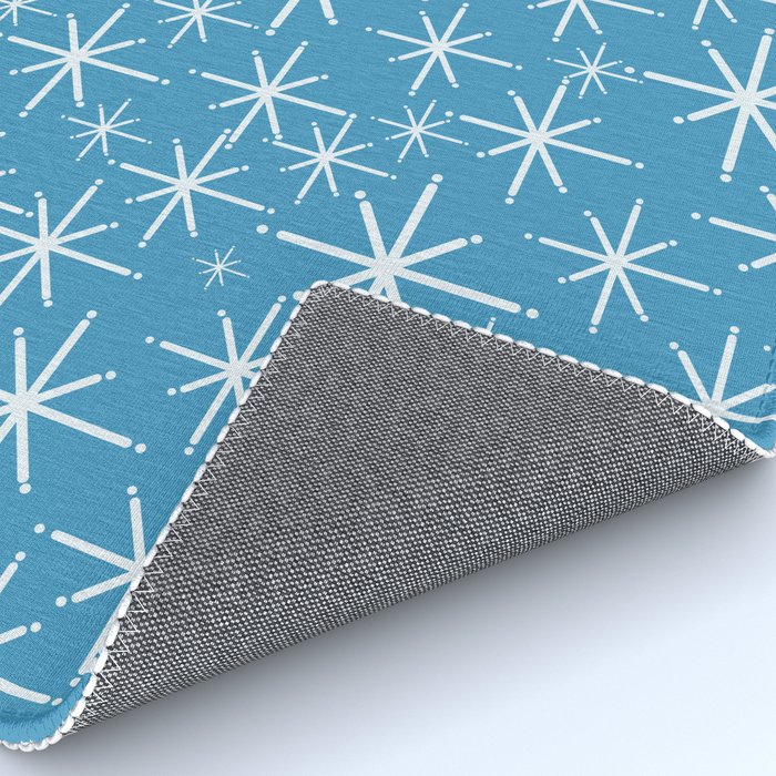 Mid Century Modern Twinkling Stars Retro Atomic Pattern in Middle Blue Rug Gallery Image 4