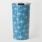 Mid Century Modern Twinkling Stars Retro Atomic Pattern in Middle Blue Travel Mug Gallery Image 1