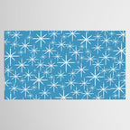 Mid Century Modern Twinkling Stars Retro Atomic Pattern in Middle Blue Tablecloth Gallery Image 2