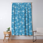 Mid Century Modern Twinkling Stars Retro Atomic Pattern in Middle Blue Window Curtain Gallery Image 5