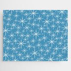 Mid Century Modern Twinkling Stars Retro Atomic Pattern in Middle Blue Jigsaw Puzzle Gallery Image 1