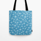 Mid Century Modern Twinkling Stars Retro Atomic Pattern in Middle Blue Tote Bag Gallery Image 1