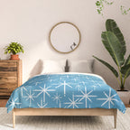 Mid Century Modern Twinkling Stars Retro Atomic Pattern in Middle Blue Comforter Gallery Image 3