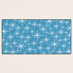 Mid Century Modern Twinkling Stars Retro Atomic Pattern in Middle Blue Desk Mat Gallery Image 3
