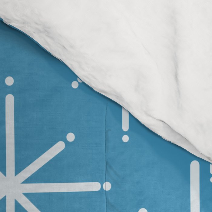 Mid Century Modern Twinkling Stars Retro Atomic Pattern in Middle Blue Comforter Gallery Image 4