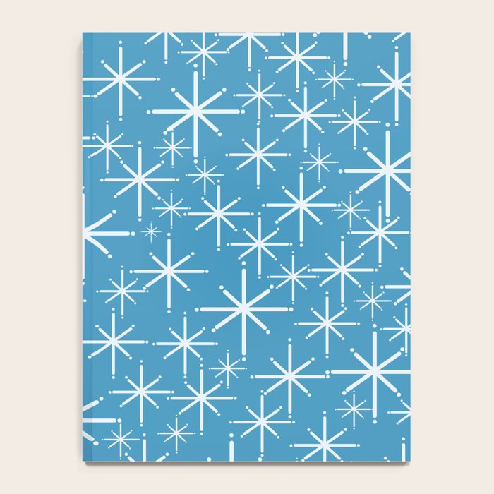 Mid Century Modern Twinkling Stars Retro Atomic Pattern in Middle Blue Notebook Gallery Image 4