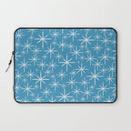 Mid Century Modern Twinkling Stars Retro Atomic Pattern in Middle Blue Laptop Sleeve Gallery Image 1