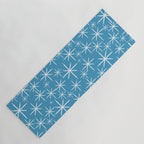 Mid Century Modern Twinkling Stars Retro Atomic Pattern in Middle Blue Yoga Mat Gallery Image 1