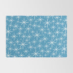 Mid Century Modern Twinkling Stars Retro Atomic Pattern in Middle Blue Rug Gallery Image 2