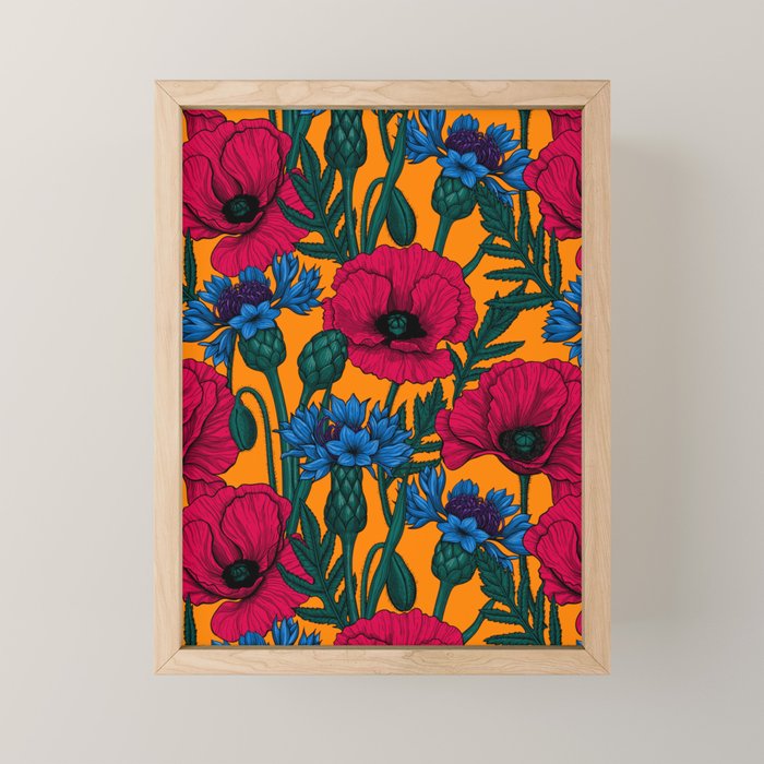 Red poppies and blue cornflowers Mini Art Print Gallery Image 1