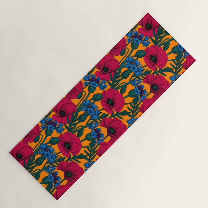Red poppies and blue cornflowers Yoga Mat Gallery Image 1
