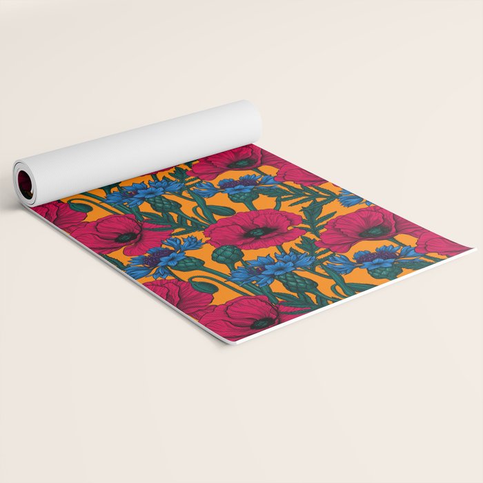 Red poppies and blue cornflowers Yoga Mat Gallery Image 2