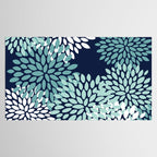 Floral Blooms in Navy, Teal and White Tablecloth Gallery Image 2