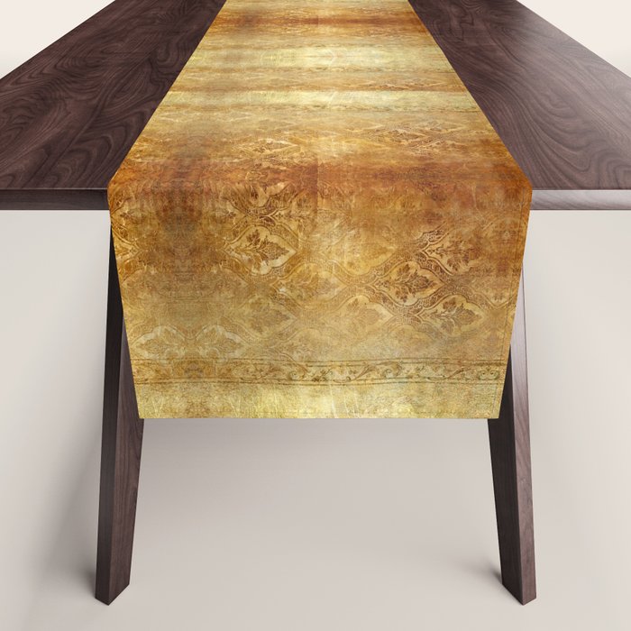 AGED GOLDEN DAMASK Shabby Chic  Table Runner Gallery Image 1