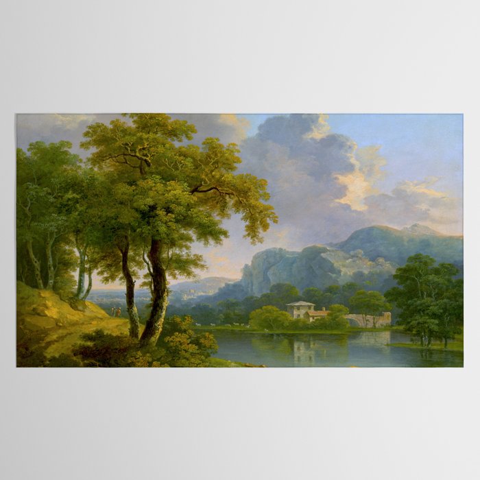 Wooded Hilly Landscape Antique Oil Painting Tablecloth Gallery Image 2