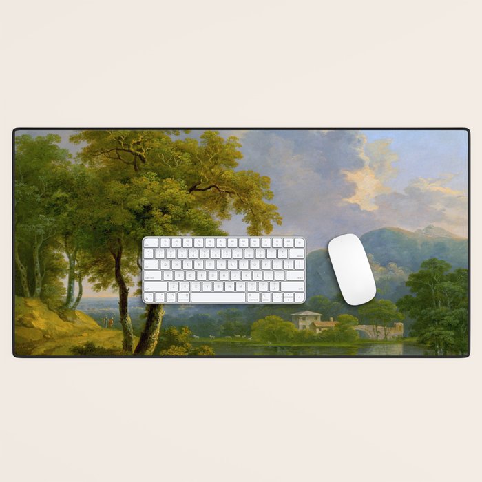 Wooded Hilly Landscape Antique Oil Painting Desk Mat Gallery Image 1