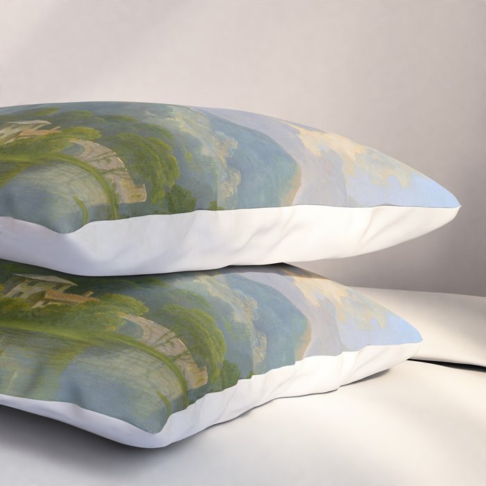 Wooded Hilly Landscape Antique Oil Painting Pillow Sham Gallery Image 3