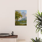 Wooded Hilly Landscape Antique Oil Painting Poster Gallery Image 2