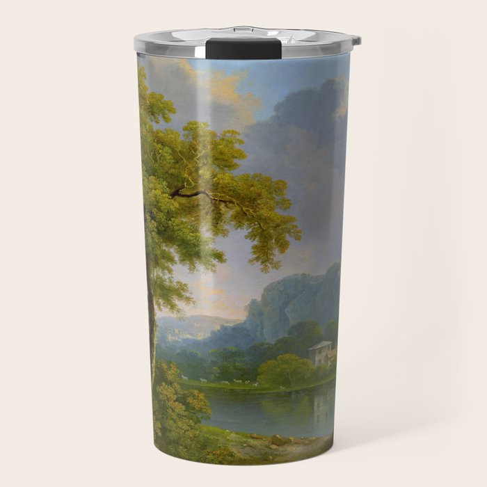 Wooded Hilly Landscape Antique Oil Painting Travel Mug Gallery Image 1
