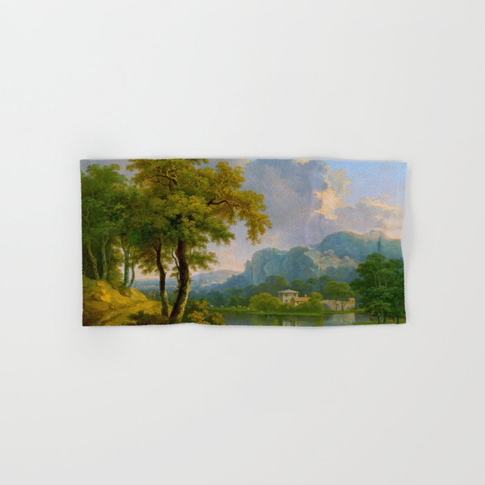 Wooded Hilly Landscape Antique Oil Painting Bath Towel Gallery Image 1