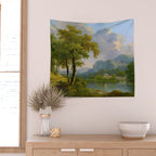 Wooded Hilly Landscape Antique Oil Painting Wall Tapestry Gallery Image 2