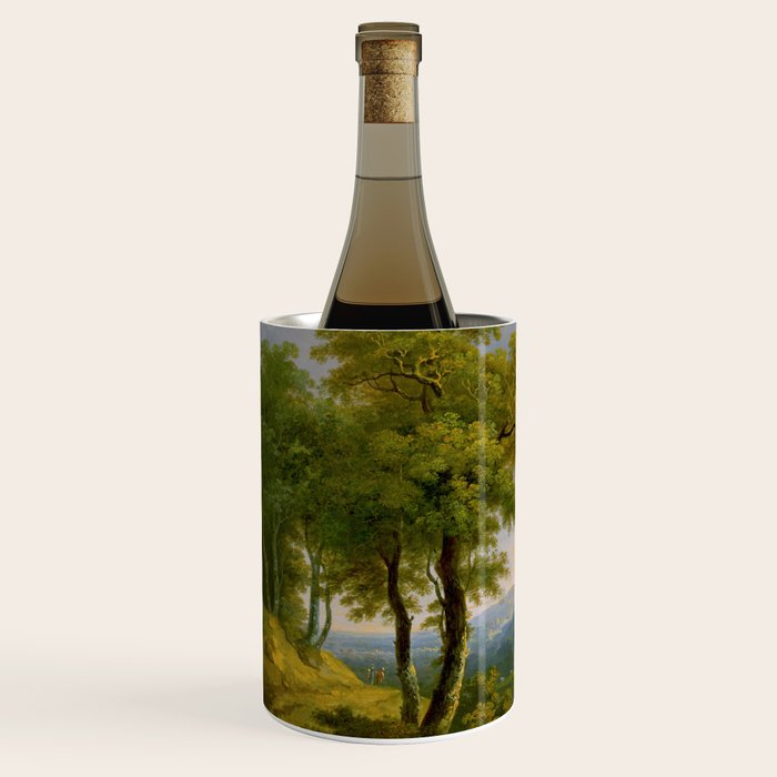 Wooded Hilly Landscape Antique Oil Painting Wine Chiller Gallery Image 2