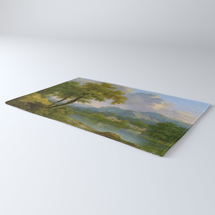 Wooded Hilly Landscape Antique Oil Painting Rug Gallery Image 3