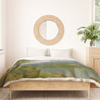 Wooded Hilly Landscape Antique Oil Painting Duvet Cover Gallery Image 3