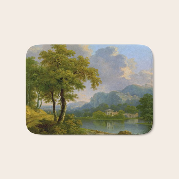 Wooded Hilly Landscape Antique Oil Painting Bath Mat Gallery Image 1