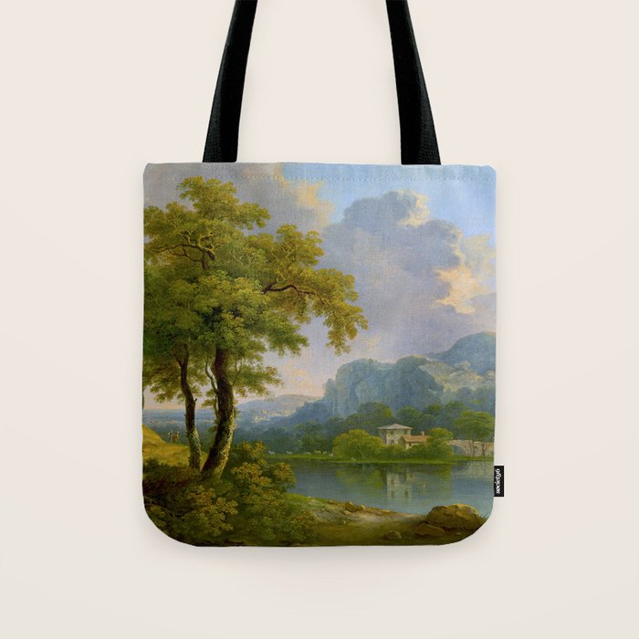 Wooded Hilly Landscape Antique Oil Painting Tote Bag Gallery Image 1