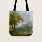 Wooded Hilly Landscape Antique Oil Painting Tote Bag Gallery Image 1