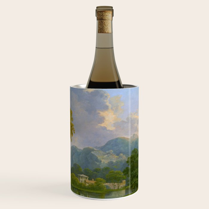 Wooded Hilly Landscape Antique Oil Painting Wine Chiller Gallery Image 3