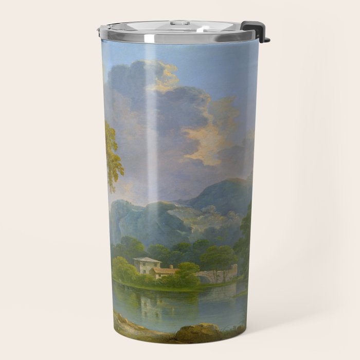 Wooded Hilly Landscape Antique Oil Painting Travel Mug Gallery Image 2